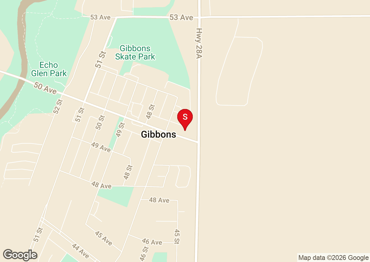 Map to Sals Famous Gibbons — 4606 50 Ave